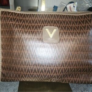 Valentino By Mario Valentino Brown V-Pattern Pouch *Authentic*